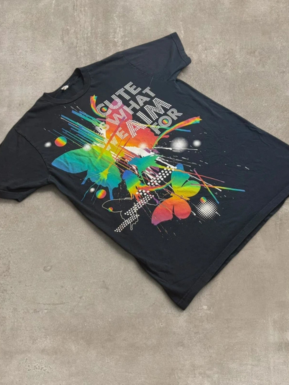 Vintage Cute Is What We Aim For Band Graphic Shirt Fits Mens Medium Black